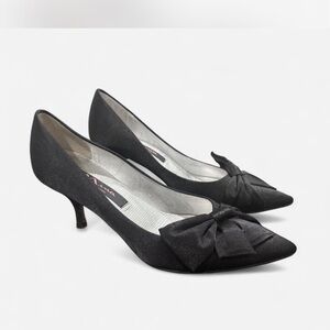 Nina Black Heels with Bow Accent